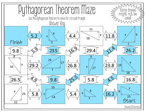 pythagorean theorem maze|pythagorean maze worksheets.